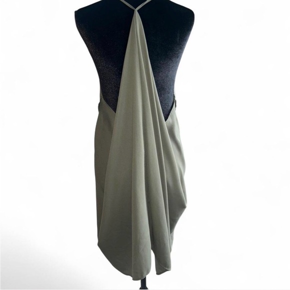 Chic Asymmetrical Olive Dress - Picture 2 of 2